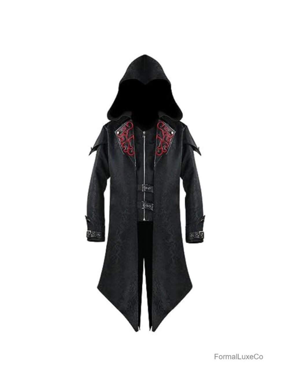 Men's Steampunk Gothic Vampire Hooded Trench Zipper Coat Costume Medieval